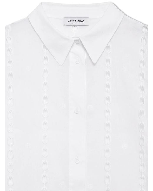 Anine Bing White Mariane Puff-Sleeved Shirt Dress