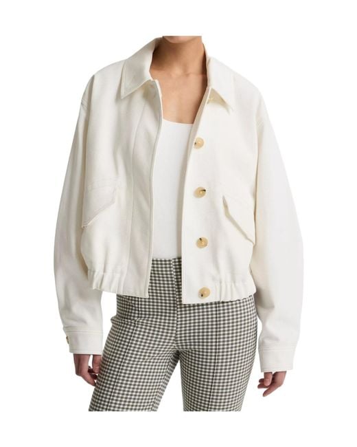 Vince White Cotton Bomber Jacket