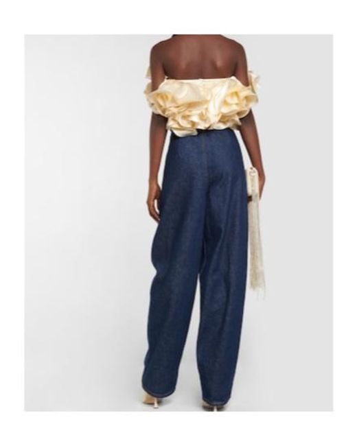 Magda Butrym Metallic Silk Ruffle Corset Top