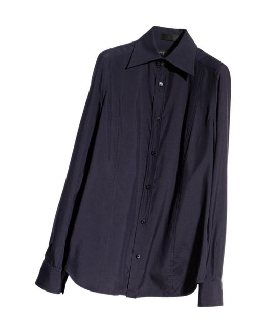 Gucci Blue Silk Poplin Shirt