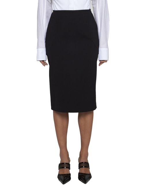 Alaïa Black Alaïa Upstitched Circle Midi Pencil Skirt