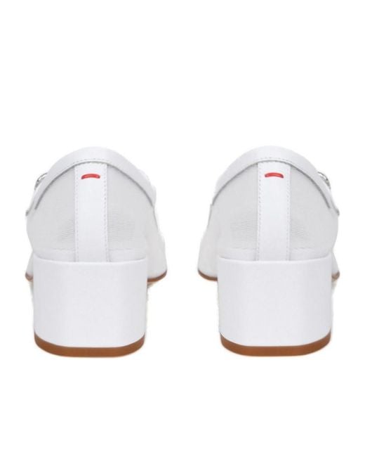 Aeyde White Buckle Fastened High Heeled Pumps