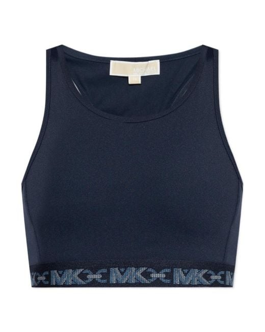 MICHAEL Michael Kors Blue Logo-Strap Sports Bra