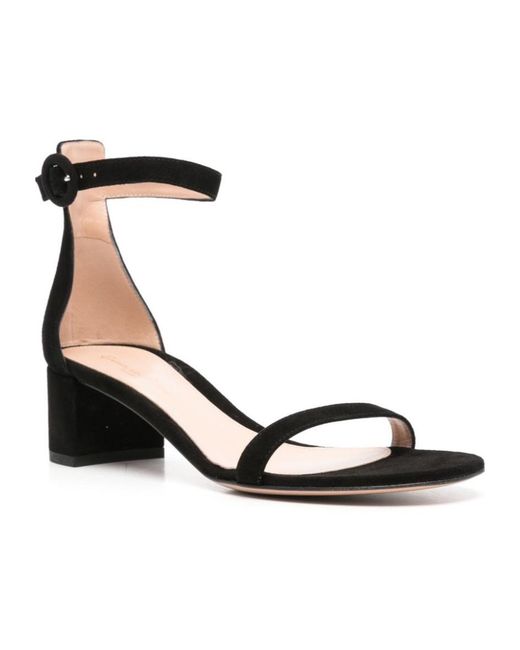 Gianvito Rossi Black Round-Headed High-Heeled Sandals