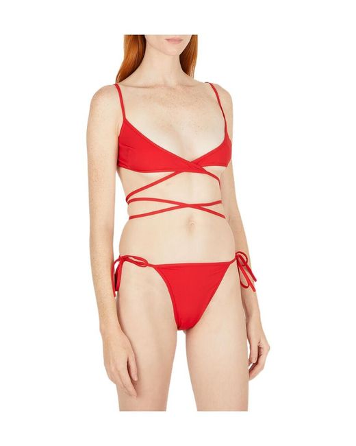 Balenciaga Red Wrap Bikini Set