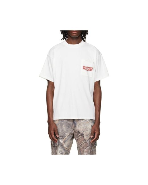 Represent White Graphic Back Pocket T-Shirt for men