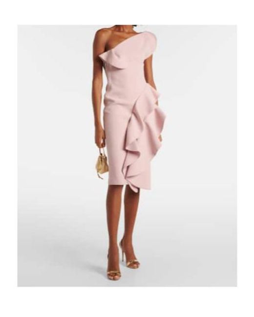 Maticevski Pink Rhythm Ruffled Midi Dress