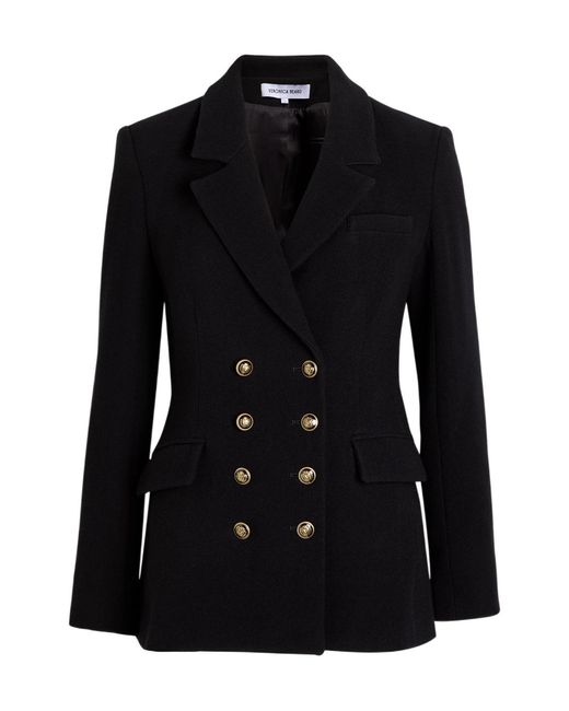 Veronica Beard Black Claude Dicky Double-Breasted Stretch-Wool Blazer