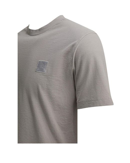 Stone Island Gray Logo Patch Crewneck T-Shirt for men