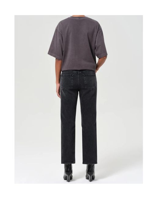 Agolde Gray Straight-Leg Jeans