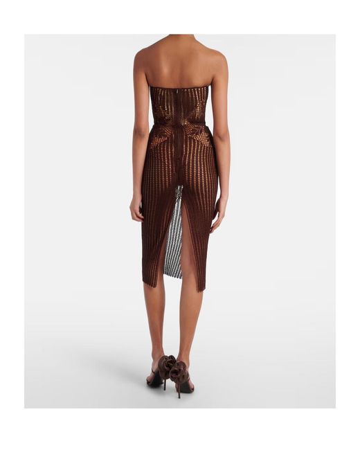 Magda Butrym Purple Crochet Cotton Bustier Dress