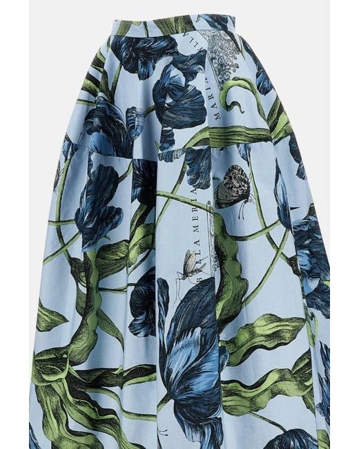 Erdem Blue Midi Flared Skirt
