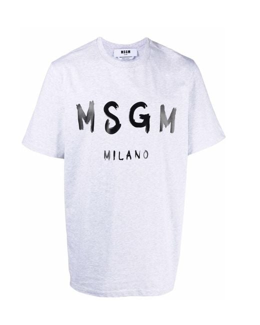 MSGM White Logo-Print Cotton T-Shirt for men