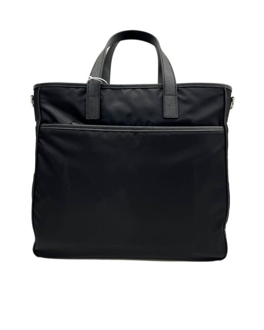 Prada Black Logo Patch Briefcase for men