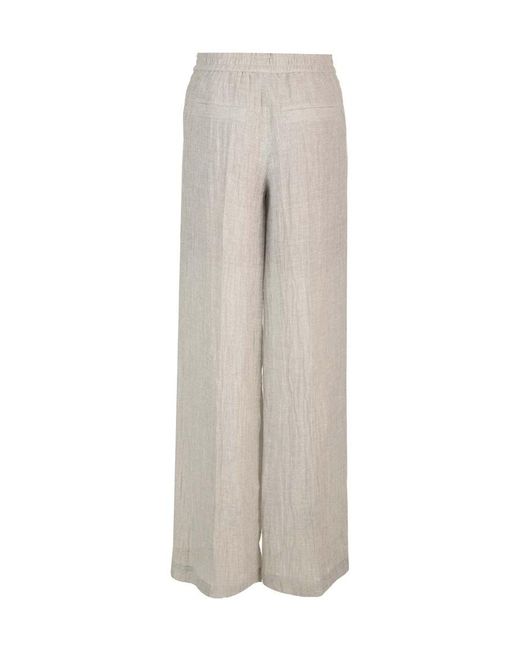 Brunello Cucinelli Gray High Waisted Wide Leg Trousers