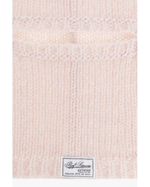 Raf Simons Pink Logo-Patch Balaclava Hat for men
