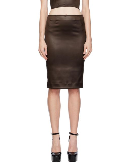 Dolce & Gabbana Brown Tight Midi Skirt