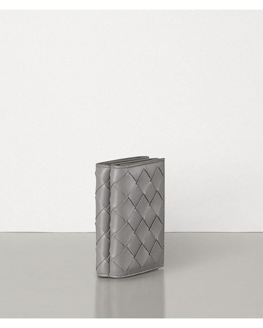 Bottega Veneta Gray Woven Flip Wallet