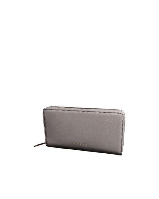 Gucci Gray Zip Around Wallet With Lettering