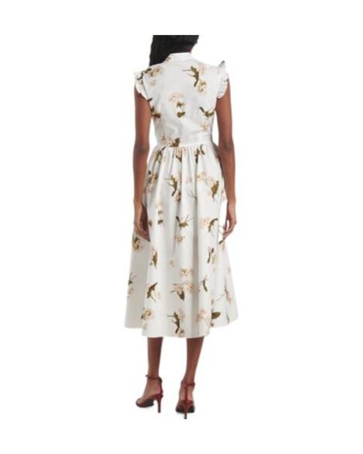 Erdem White Cotton Poplin Midi Dress