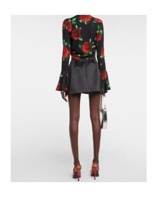 Magda Butrym Black Floral Ruched Crop Top