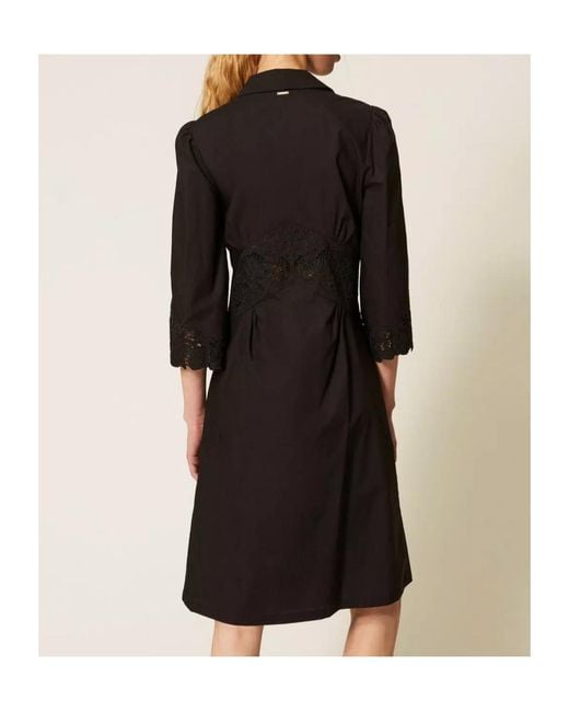 Twinset Black Lace Midi Dress