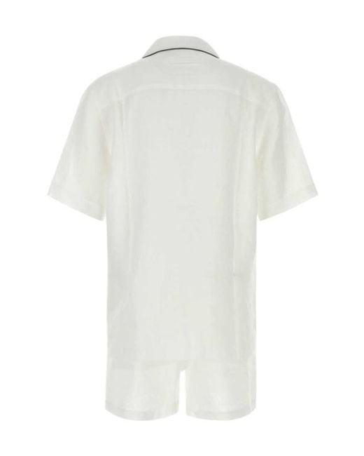 Zegna White Contrast-Piping Short Pyjamas for men