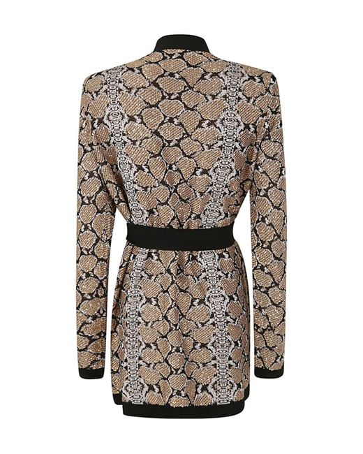 Balmain Multicolor Python Print Belted Cardigan