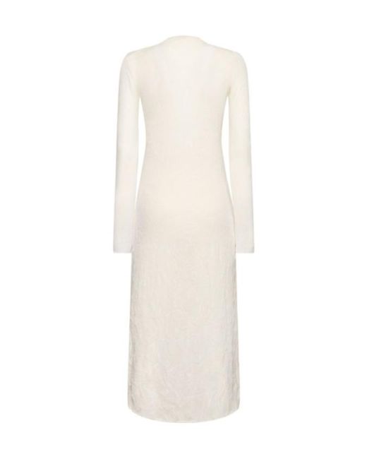 Auralee White Wool Blend Long-Sleeved Knit Dress