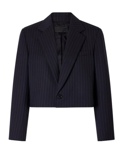 Nili Lotan Blue Striped Cropped Blazer