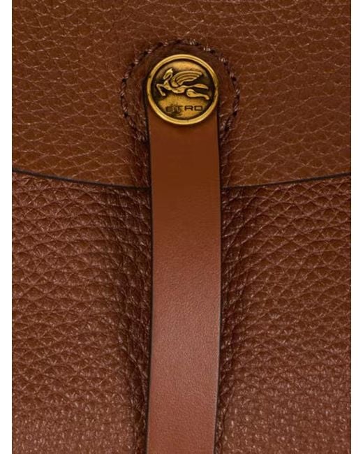 Etro Brown Buckle Detailed Shoulder Bag
