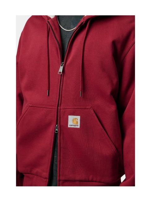 Carhartt Red Logo Patch Zipped Hoodie for men