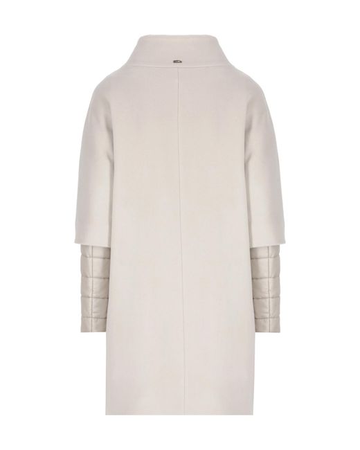 Herno Natural Layered-Sleeved Zip-Up Down Coat