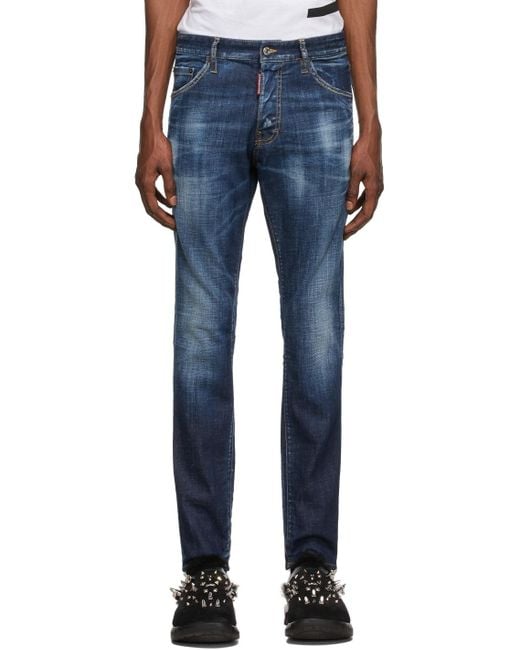 DSquared² Blue Faded Effect Skinny Jeans for men