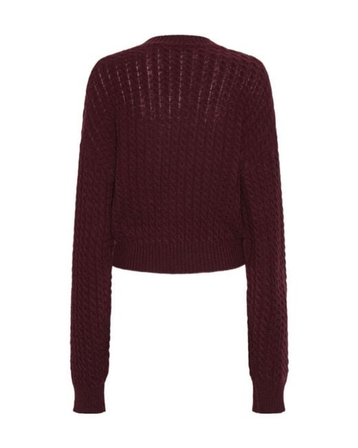 ROTATE BIRGER CHRISTENSEN Purple Cable-Knit Logo Patch Jumper