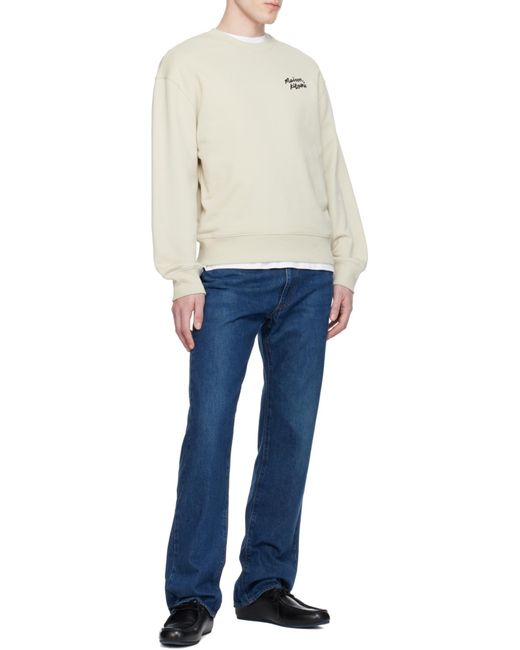 Maison Kitsuné White Maison Kitsuné Logo Embroidered Sweatshirt for men