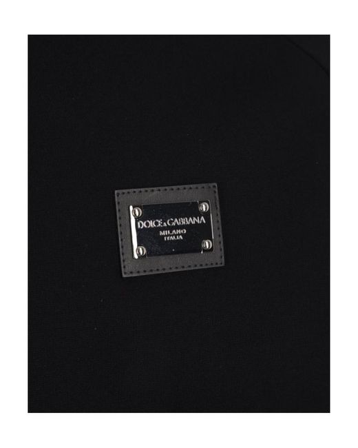 Dolce & Gabbana Black Logo-Plaque Zipped Hooded Jacket for men