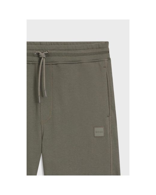 Boss Gray Mid-Length Elasticated Drawstring Fleece Shorts for men