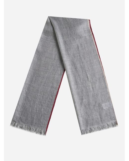 Brunello Cucinelli Gray Fringed Edge Scarf for men