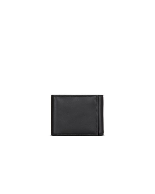 Balmain Black Smooth Leather Trifold Wallet for men