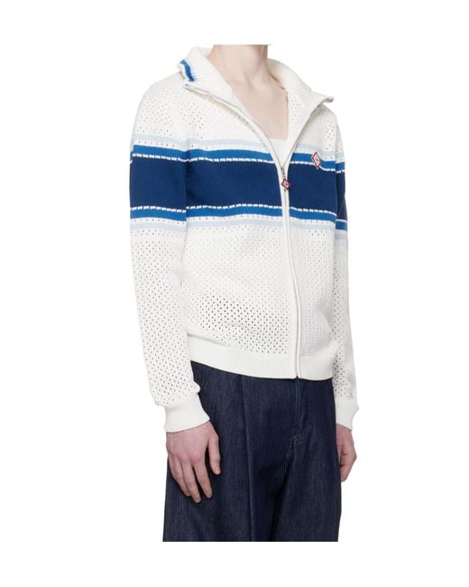 Casablanca Blue Mesh Stripe Knitted Jacket for men
