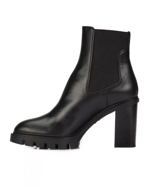 Santoni Black Round-Toed Ankle Boots