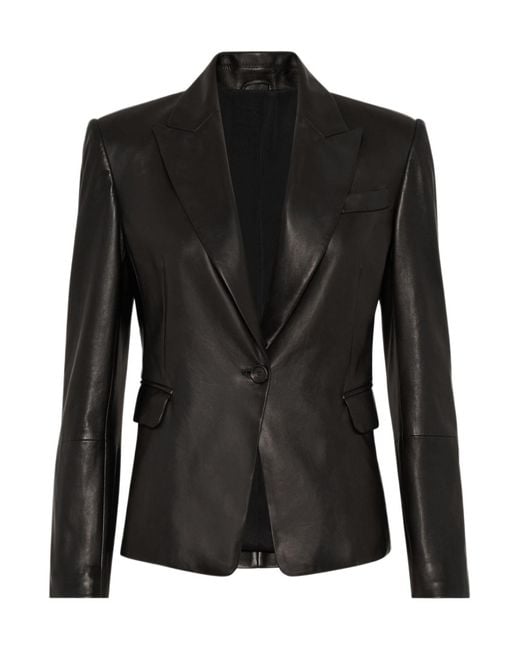 Brunello Cucinelli Black Leather Blazer