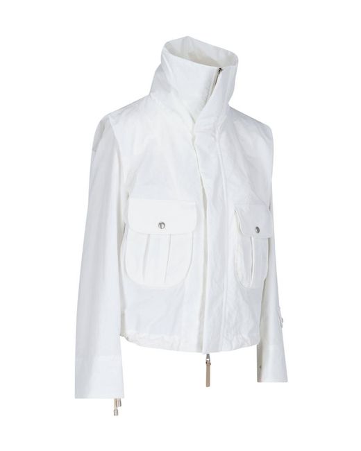 Moncler White High-Necked Casual Jacket