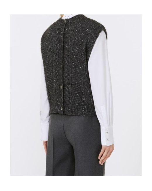 Max Mara Black Studio Crewneck Knitted Vest