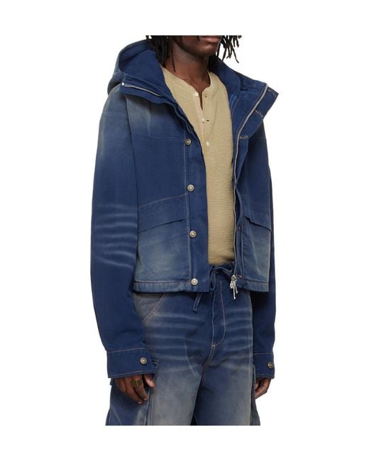 424 Blue Faded Hooded Jacket for men