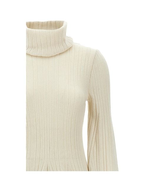 Antonino Valenti Natural Ludmilla Ribbed Knit Dress