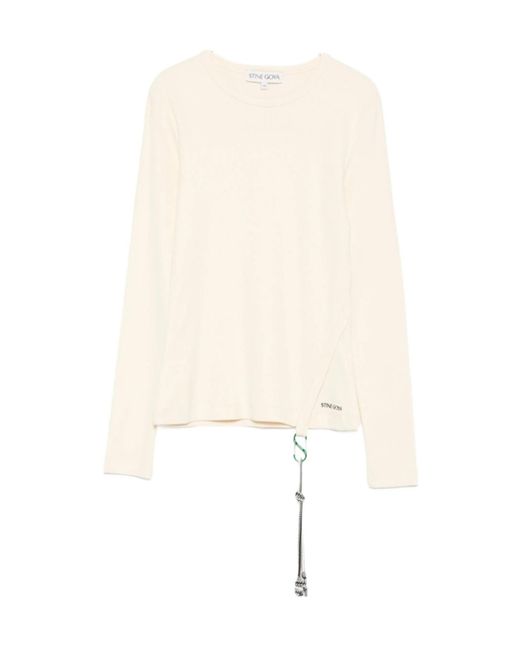 Stine Goya Natural Chain-Detail Long-Sleeve Top