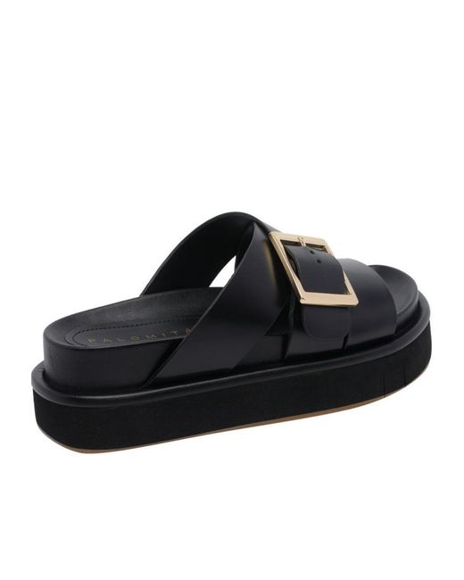 Paloma Barceló Black Paloma Barceló Demi Platform Flat Sandals