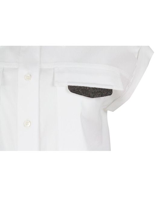 Brunello Cucinelli White Short Sleeved Buttoned Shirt